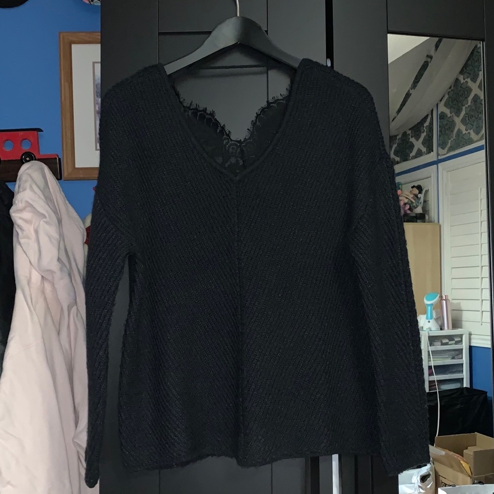 M Boutique Lace Back Sweater
